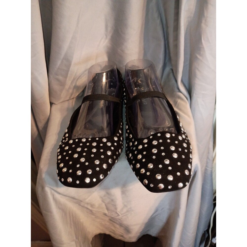 Torrid Ballet Flats Black With Silver Studs Sz 10 W Gothic Witchy Moto